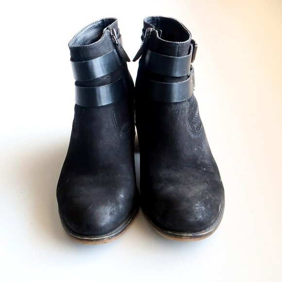 Franco Sarto Linden Black Nubuck Leather Block Heel Ankle Boots / Booties Size 7 - Picture 4 of 14